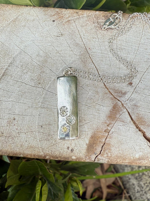 Flower Pendant with Sapphires - Sterling Silver Chain - Kathy Sayce Jewellery