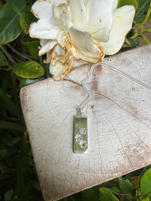 Flower Pendant with Sapphires - Sterling Silver Chain - Kathy Sayce Jewellery