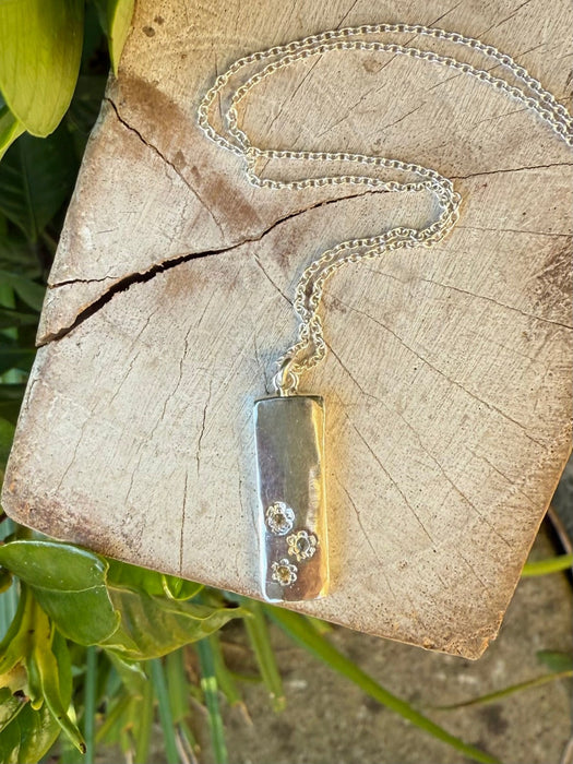 Flower Pendant with Sapphires - Sterling Silver Chain - Kathy Sayce Jewellery