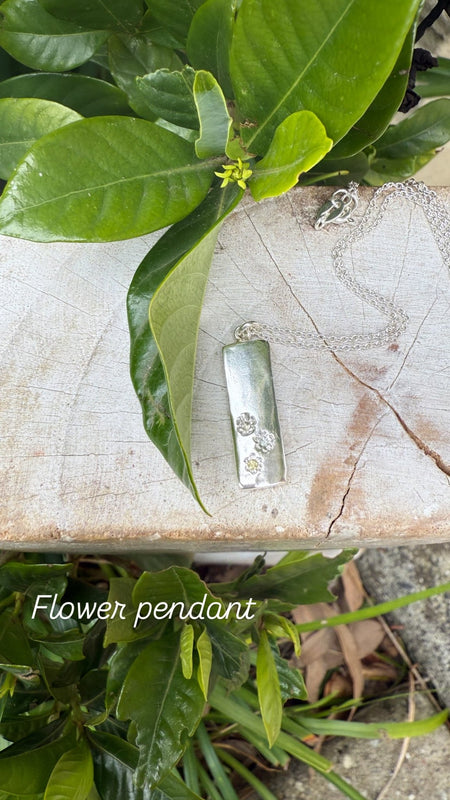 Flower Pendant with Sapphires - Sterling Silver Chain - Kathy Sayce Jewellery