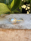 Freshwater Pearl Ring with Hammer Textured Silver Band - Kathy Sayce Jewellery