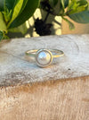 Freshwater Pearl Ring with Hammer Textured Silver Band - Kathy Sayce Jewellery