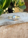 Freshwater Pearl Ring with Hammer Textured Silver Band - Kathy Sayce Jewellery