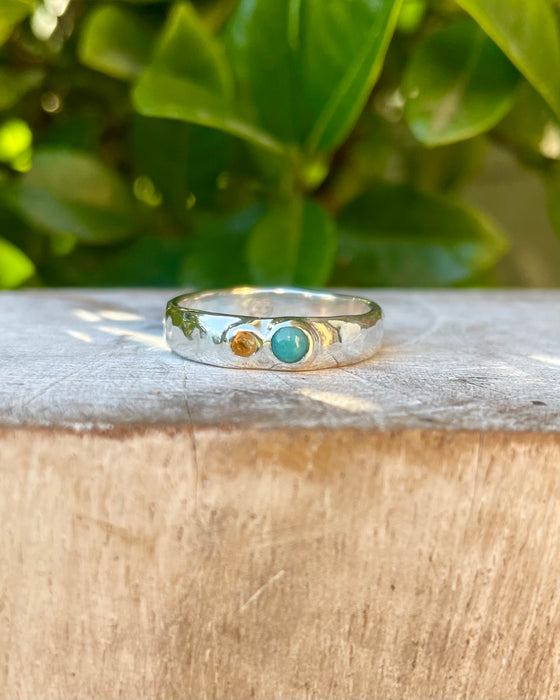 Treasure Ring – Handmade Sterling Silver Ring with Two Custom Gemstones - Made to Order