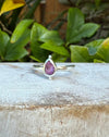 Garnet Petal Ring - Raw Rhodolite Garnet and Sterling Silver Ring - Kathy Sayce Jewellery