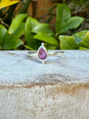 Garnet Petal Ring - Raw Rhodolite Garnet and Sterling Silver Ring - Kathy Sayce Jewellery