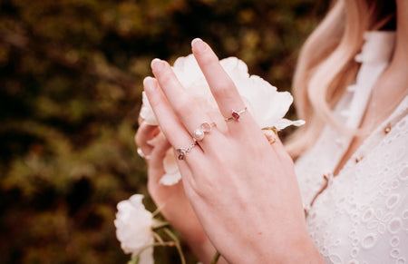 Garnet Petal Ring - Raw Rhodolite Garnet and Sterling Silver Ring - Kathy Sayce Jewellery