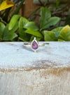Garnet Petal Ring - Raw Rhodolite Garnet and Sterling Silver Ring - Kathy Sayce Jewellery