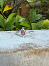 Garnet Petal Ring - Raw Rhodolite Garnet and Sterling Silver Ring - Kathy Sayce Jewellery