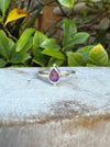 Garnet Petal Ring - Raw Rhodolite Garnet and Sterling Silver Ring - Kathy Sayce Jewellery