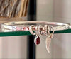 Gemstone Hearts and Angel Wing Charm Bangle – Personalised Sterling Silver Bracelet – Made to Order - Kathy Sayce Jewellery