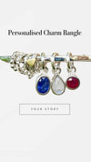Gemstone Hearts and Angel Wing Charm Bangle – Personalised Sterling Silver Bracelet – Made to Order - Kathy Sayce Jewellery