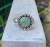 Green Aventurine Flower Ring - US size 9 1/4 - Kathy Sayce Jewellery