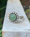 Green Aventurine Flower Ring - US size 9 1/4 - Kathy Sayce Jewellery