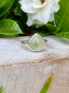Green Prehnite Ring – Sterling Silver Hammered Band – Natural Gemstone Jewellery - Kathy Sayce Jewellery