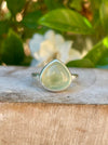 Green Prehnite Ring – Sterling Silver Hammered Band – Natural Gemstone Jewellery - Kathy Sayce Jewellery