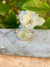 Green Prehnite Ring – Sterling Silver Hammered Band – Natural Gemstone Jewellery - Kathy Sayce Jewellery