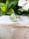 Green Prehnite Ring – Sterling Silver Hammered Band – Natural Gemstone Jewellery - Kathy Sayce Jewellery