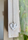 Hammered Sterling Silver Heart Necklace – Textured Pendant on Silver Chain - Kathy Sayce Jewellery