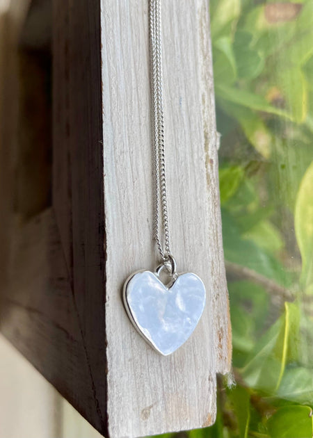 Hammered Sterling Silver Heart Necklace – Textured Pendant on Silver Chain - Kathy Sayce Jewellery