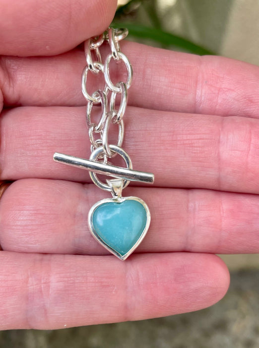 Handcrafted Aventurine Heart Charm Bracelet - Sterling Silver Chain Jewellery - Kathy Sayce Jewellery