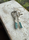 Heart Earrings with Raw Blue Apatite - Sterling Silver Heart Earrings - Kathy Sayce Jewellery
