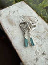 Heart Earrings with Raw Blue Apatite - Sterling Silver Heart Earrings - Kathy Sayce Jewellery