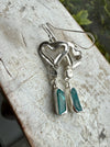 Heart Earrings with Raw Blue Apatite - Sterling Silver Heart Earrings - Kathy Sayce Jewellery
