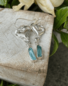 Heart Earrings with Raw Blue Apatite - Sterling Silver Heart Earrings - Kathy Sayce Jewellery