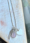 ‘Hearts and Angels’ Necklace - Silver Heart & Rose Quartz Cluster Pendant - Kathy Sayce Jewellery