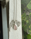Hearts and Angels Necklace - Silver Heart & Rose Quartz Cluster Pendant - Kathy Sayce Jewellery