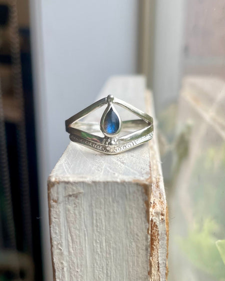 Labradorite Split Band Ring – Handcrafted Sterling Silver Gemstone Ring - Kathy Sayce Jewellery