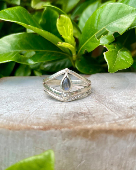 Labradorite Split Band Ring – Handcrafted Sterling Silver Gemstone Ring - Kathy Sayce Jewellery