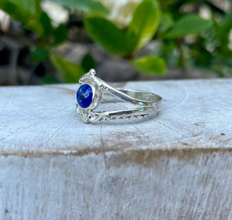 Lapis Lazuli Ring – Sterling Silver Split Band Ring - Kathy Sayce Jewellery