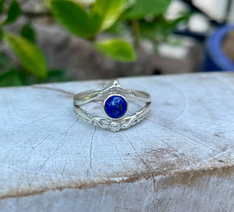 Lapis Lazuli Ring – Sterling Silver Split Band Ring - Kathy Sayce Jewellery