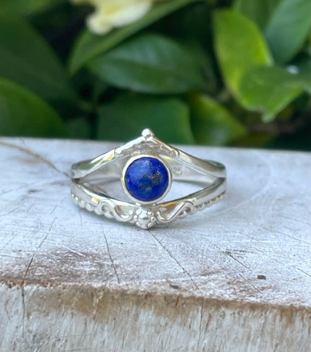 Lapis Lazuli Ring – Sterling Silver Split Band Ring - Kathy Sayce Jewellery