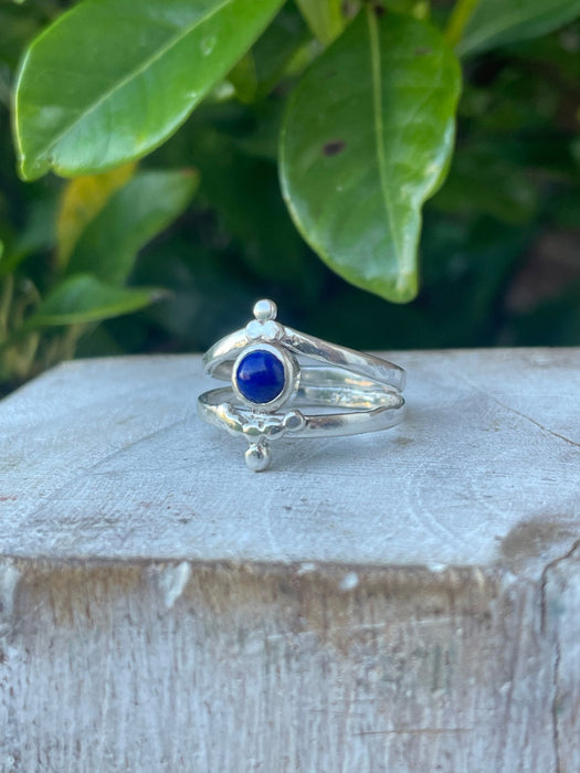 Lapis Lazuli Ring - Sterling Silver Split Band Ring - Kathy Sayce Jewellery