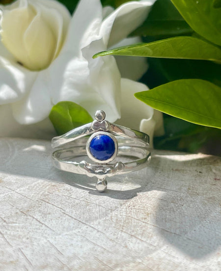 Lapis Lazuli Ring - Sterling Silver Split Band Ring - Kathy Sayce Jewellery