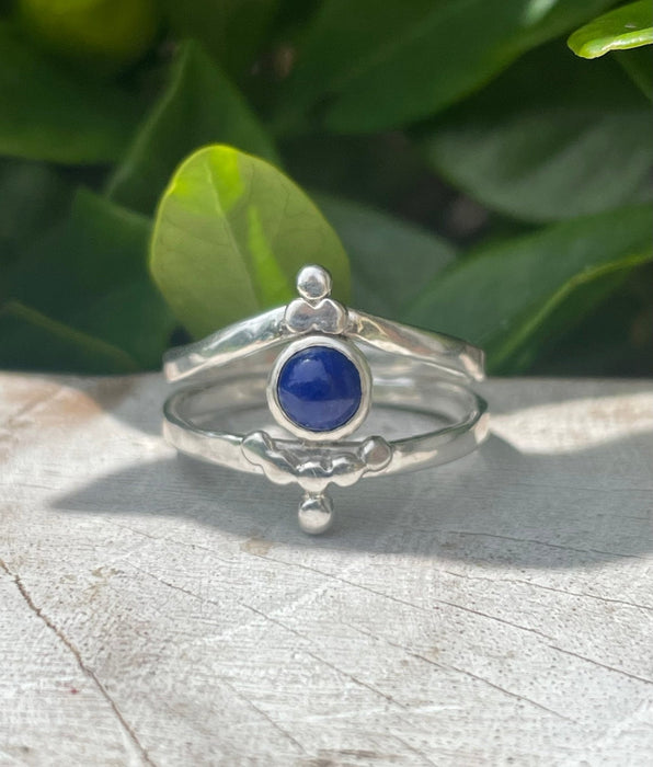 Lapis Lazuli Ring - Sterling Silver Split Band Ring - Kathy Sayce Jewellery