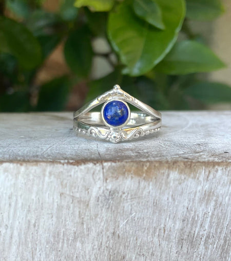Lapis Lazuli Ring – Sterling Silver Split Band Ring - Kathy Sayce Jewellery