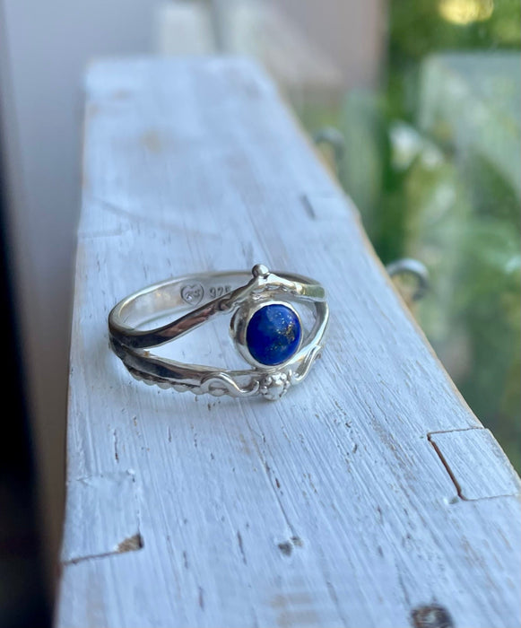 Lapis Lazuli Ring – Sterling Silver Split Band Ring - Kathy Sayce Jewellery