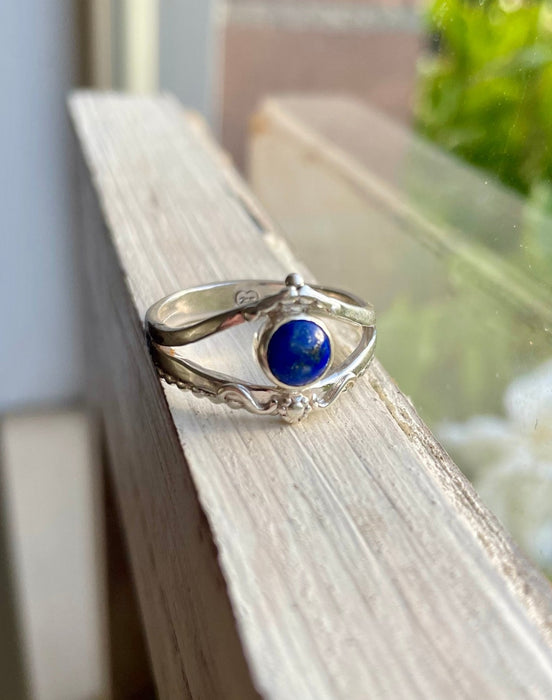 Lapis Lazuli Ring – Sterling Silver Split Band Ring - Kathy Sayce Jewellery