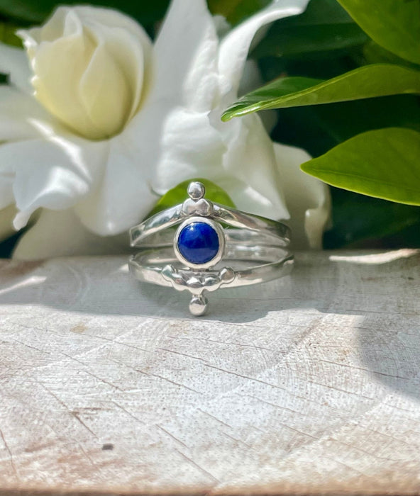Lapis Lazuli Ring - Sterling Silver Split Band Ring - Kathy Sayce Jewellery