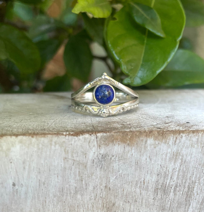Lapis Lazuli Ring – Sterling Silver Split Band Ring - Kathy Sayce Jewellery