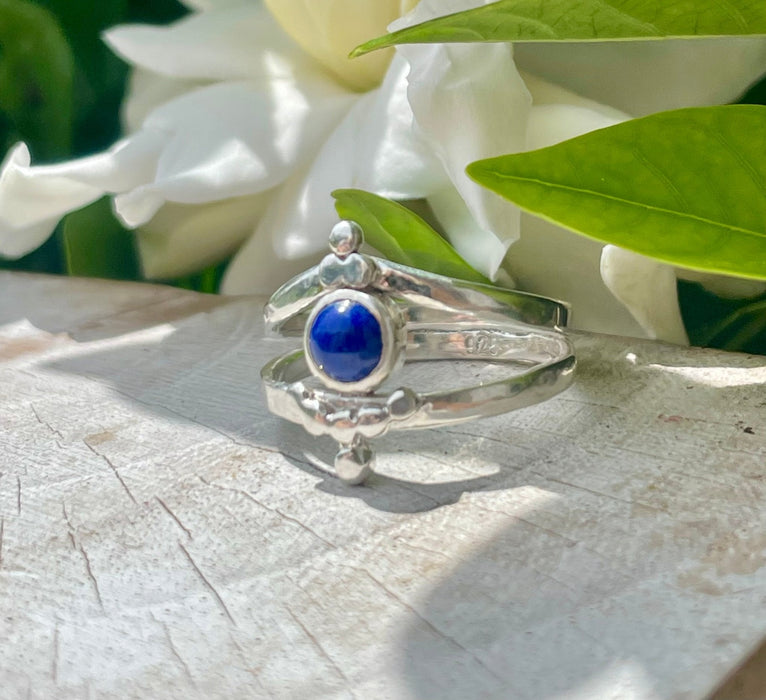Lapis Lazuli Ring - Sterling Silver Split Band Ring - Kathy Sayce Jewellery
