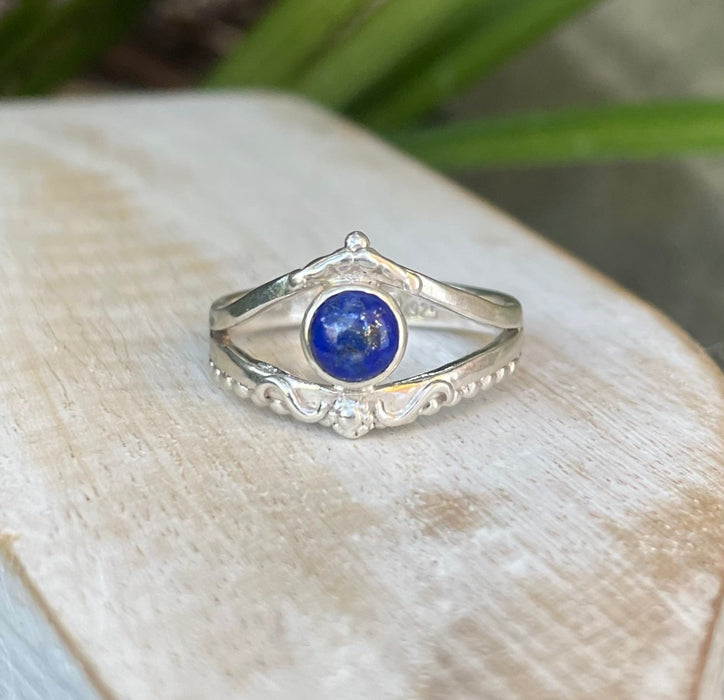 Lapis Lazuli Ring – Sterling Silver Split Band Ring - Kathy Sayce Jewellery
