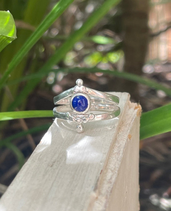 Lapis Lazuli Ring - Sterling Silver Split Band Ring - Kathy Sayce Jewellery