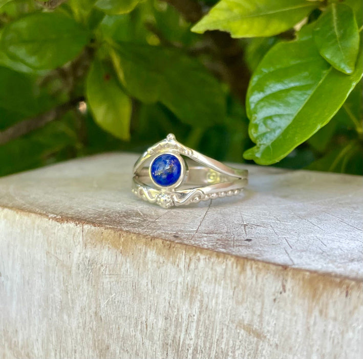 Lapis Lazuli Ring – Sterling Silver Split Band Ring - Kathy Sayce Jewellery