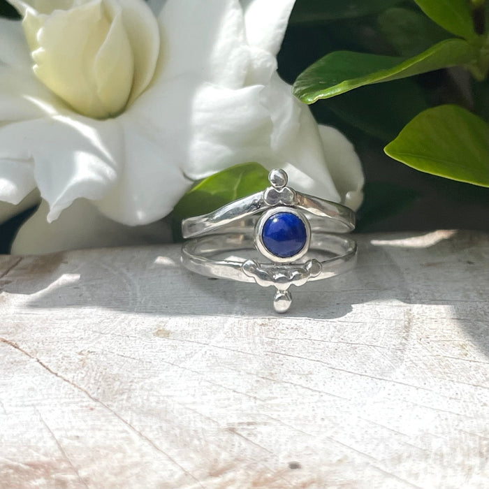 Lapis Lazuli Ring - Sterling Silver Split Band Ring - Kathy Sayce Jewellery