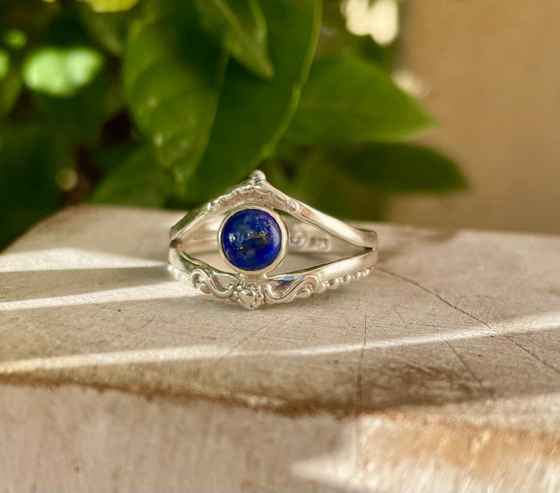 Lapis Lazuli Ring – Sterling Silver Split Band Ring - Kathy Sayce Jewellery
